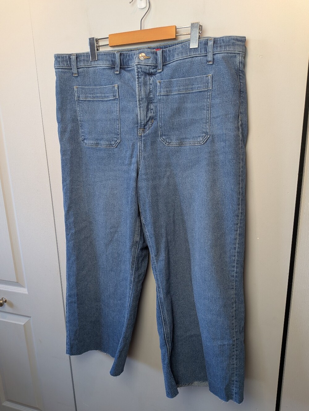 SPANX Jeans Pants Women Wide Leg Plus Size 2X Regular Fit Crop Stretch Denim